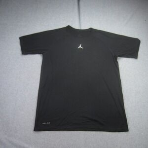 Nike T Shirt Mens Large Black Jordan Dri Fit Short Sleeve Gym Athletic